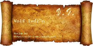 Volf Iván névjegykártya